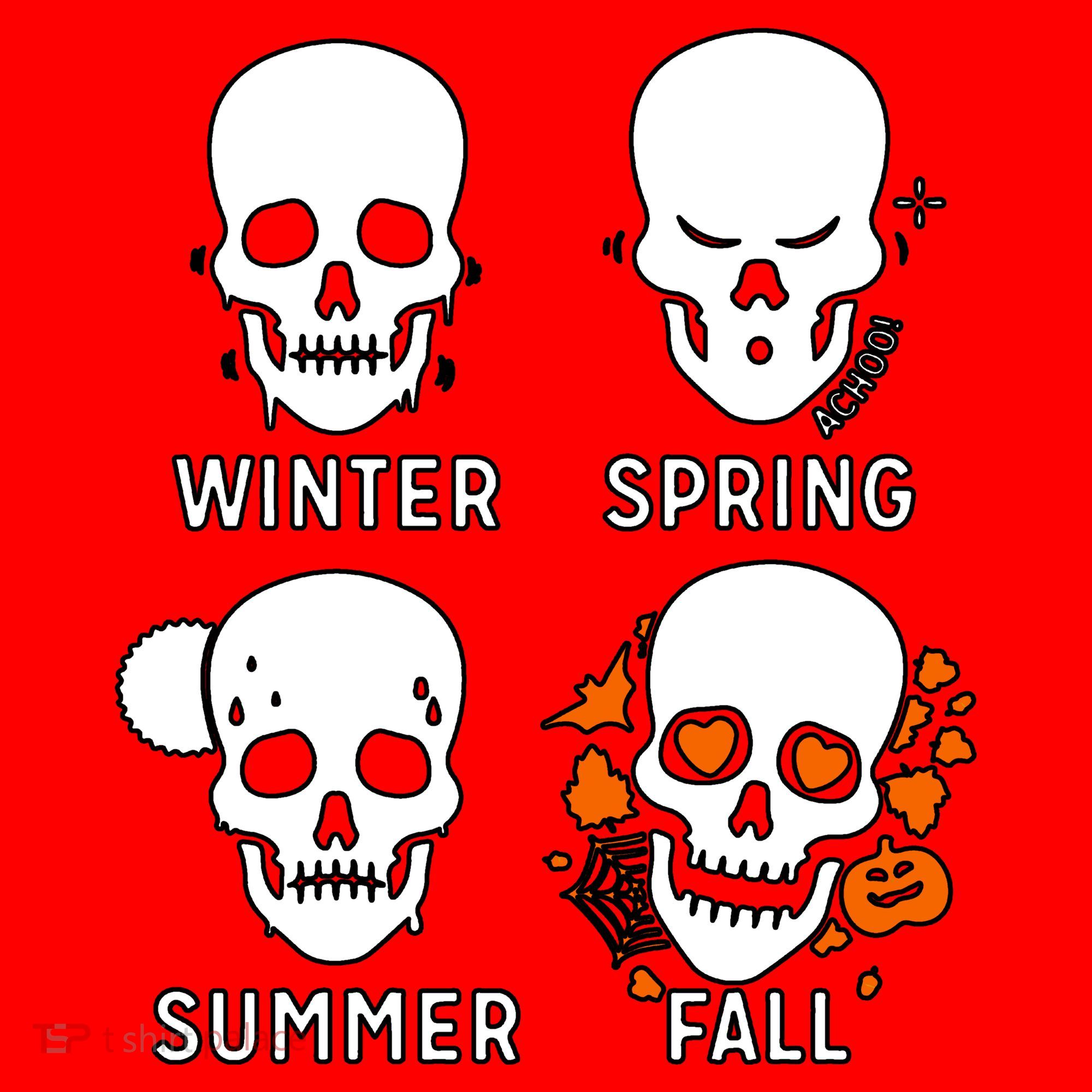 4 Seasons Skeleton Winter Summer Fall Spring Santa Hat
