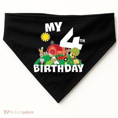 4 Year Old Farm My 4th Birthday USA-Made Doggie Bandana