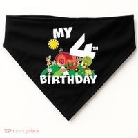 4 Year Old Farm My 4th Birthday USA-Made Doggie Bandana thumb 0