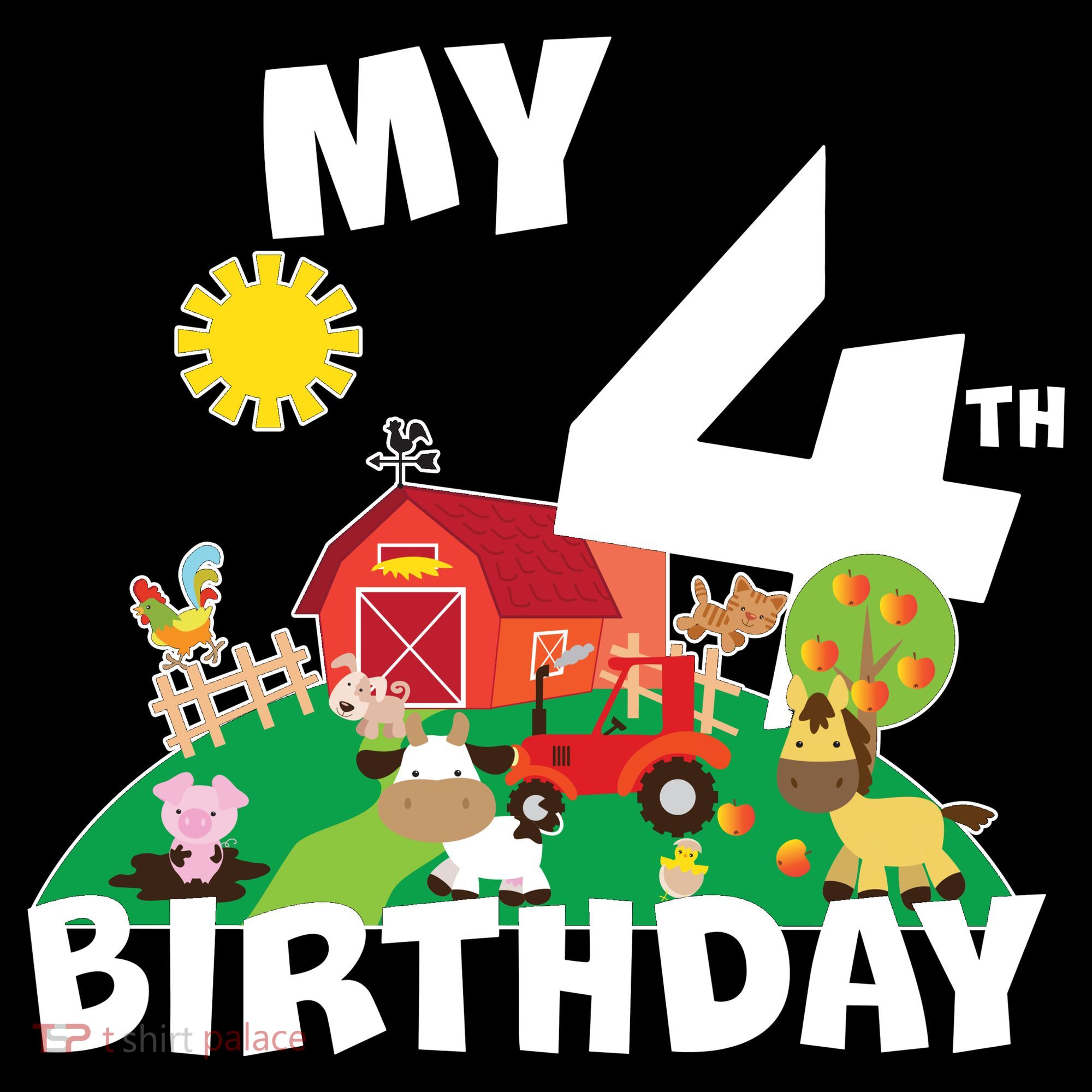 4 Year Old Farm My 4th Birthday USA-Made Doggie Bandana