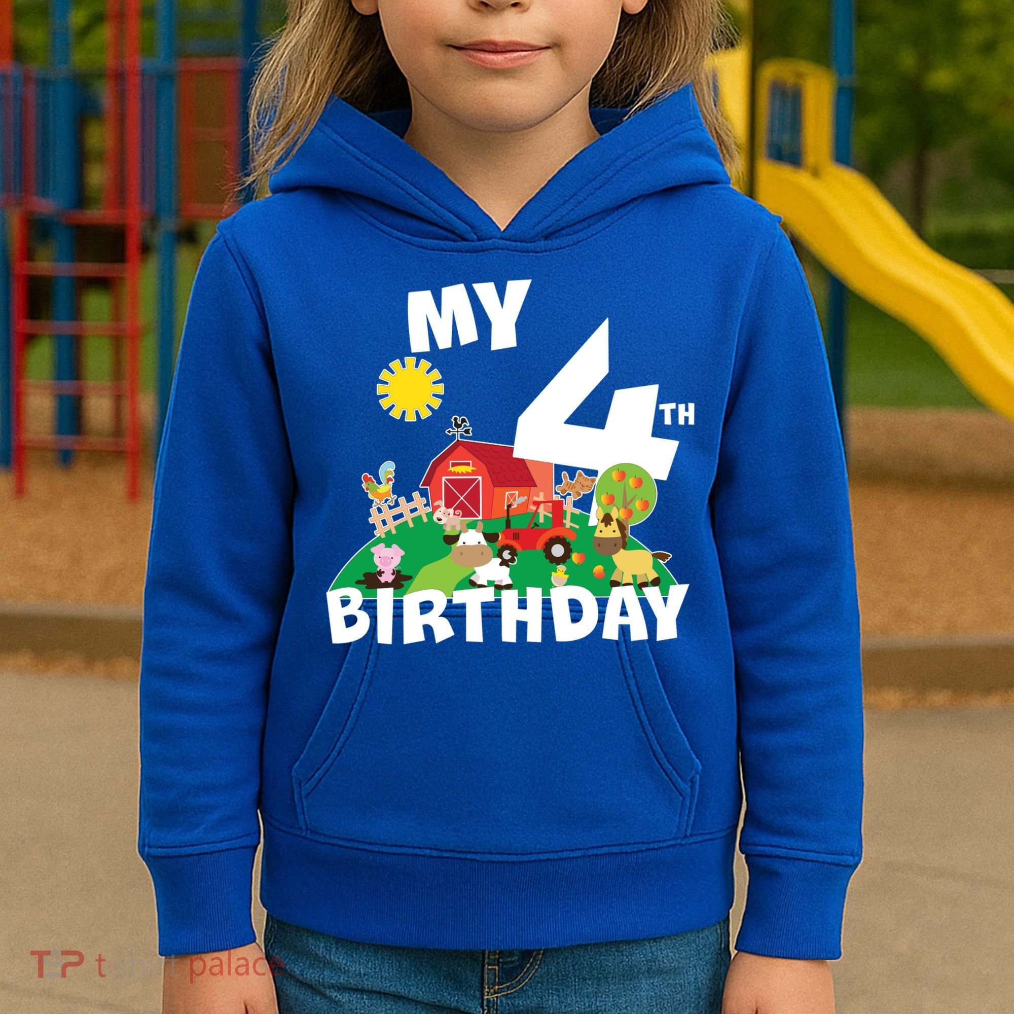 4 Year Old Farm My 4th Birthday Kids Hoodie