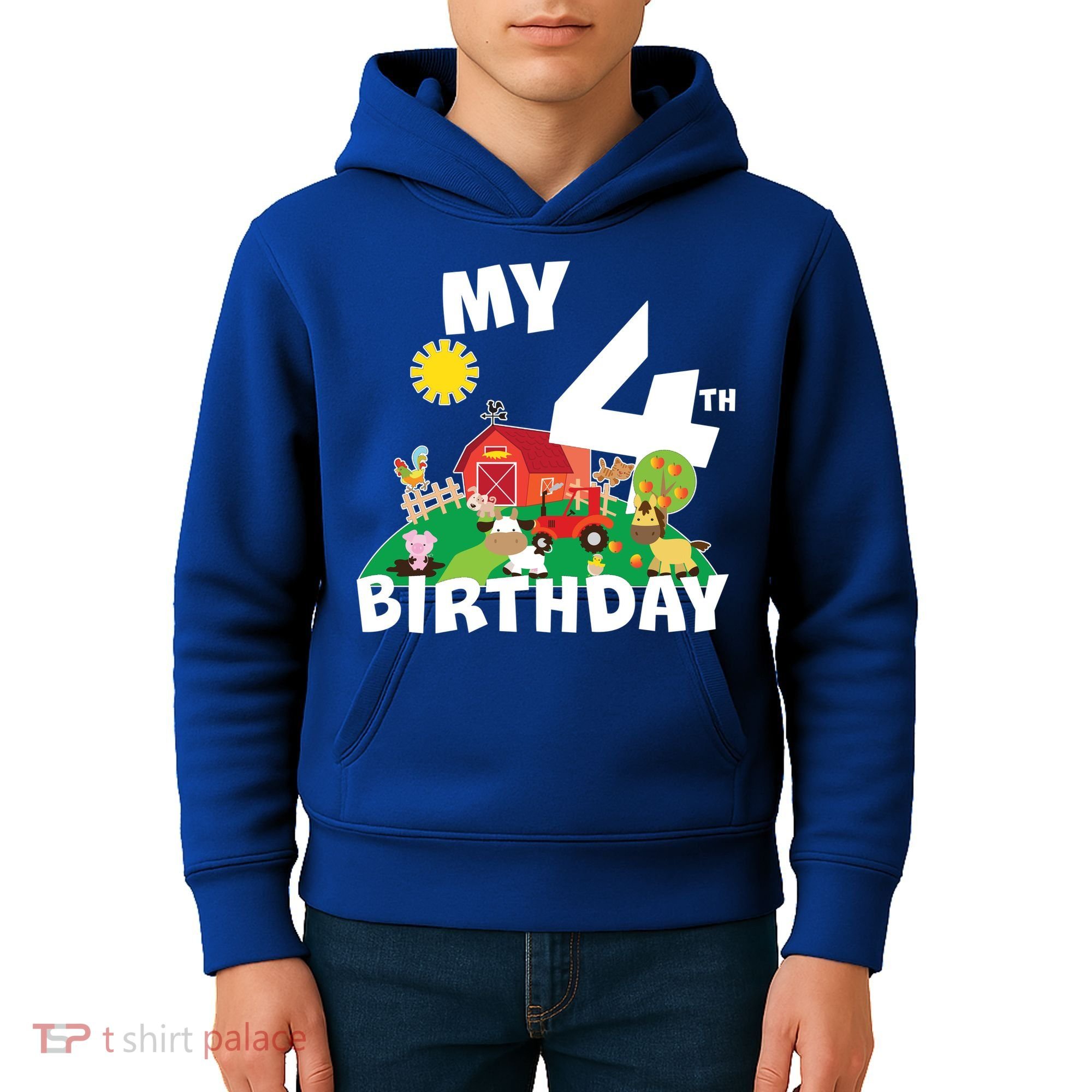 4 Year Old Farm My 4th Birthday Kids Hoodie
