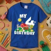 4 Year Old Farm My 4th Birthday Kids T-Shirt thumb 3