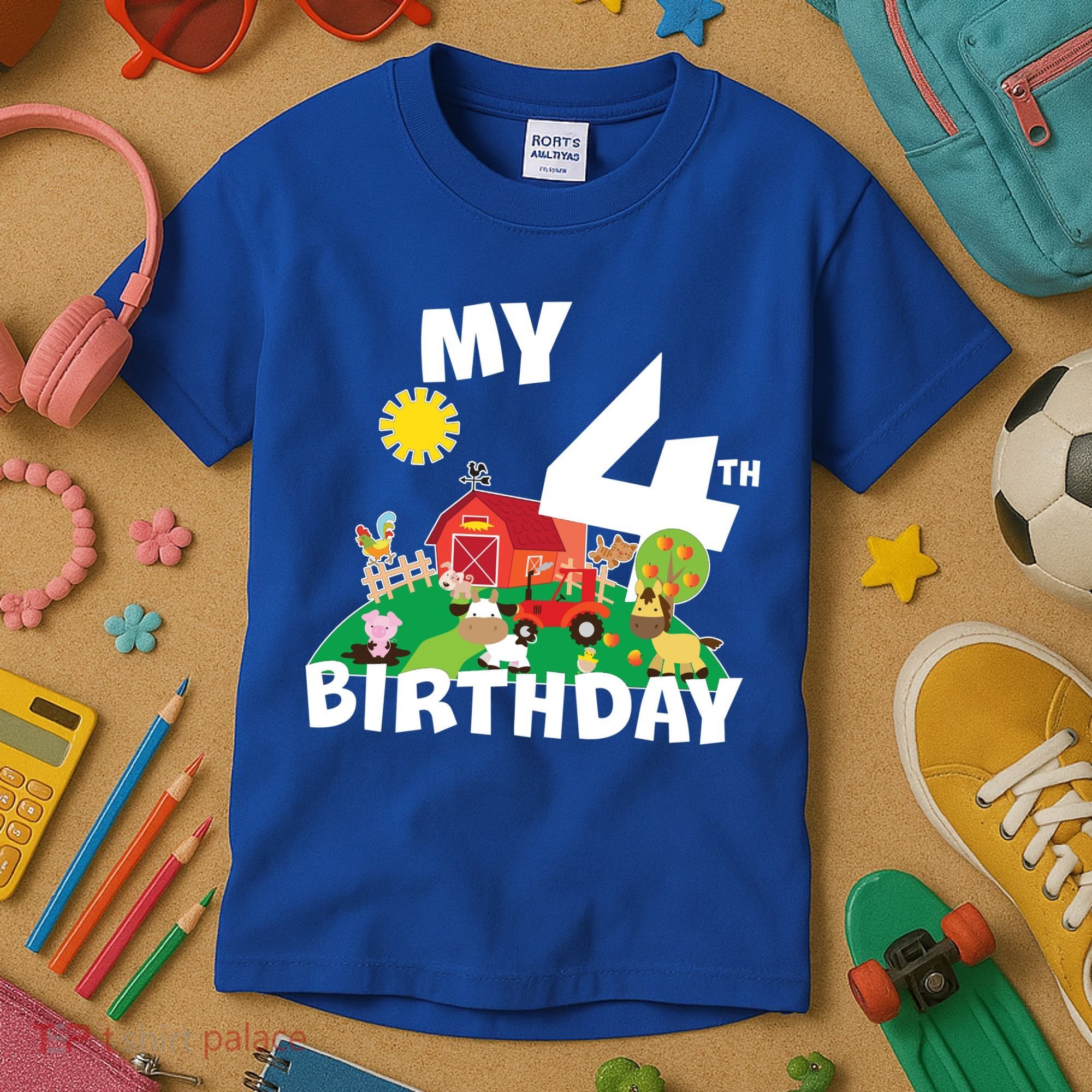 4 Year Old Farm My 4th Birthday Kids T-Shirt
