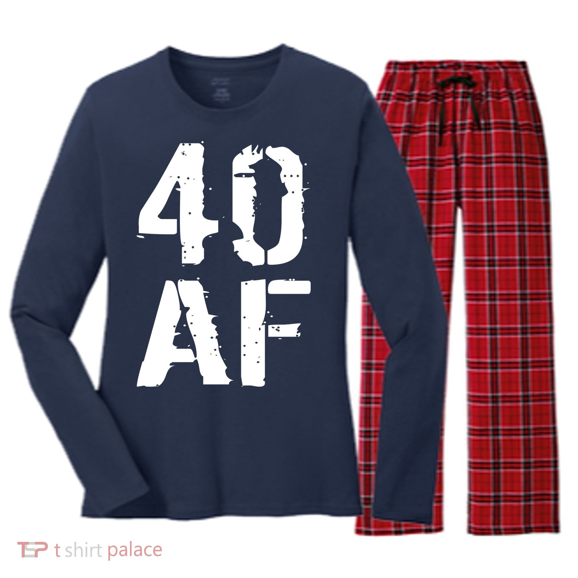40 AF 40th Birthday Women's Long Sleeve Flannel Pajama Set 
