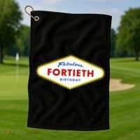 40th Birthday Las Vegas Fabulous Fortieth Golf Towel thumb 1