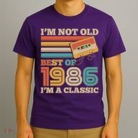 40th 1986 Birthday Retro I'm Not Old I'm A Classic Best Of Cassette Tape  T-Shirt thumb 3