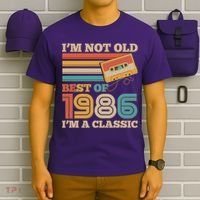 40th 1986 Birthday Retro I'm Not Old I'm A Classic Best Of Cassette Tape  T-Shirt thumb 6