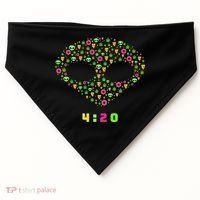 420 Alien Face Marijuana Weed With Pizza and Donuts USA-Made Doggie Bandana thumb 0