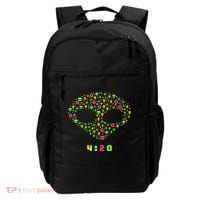 420 Alien Face Marijuana Weed With Pizza and Donuts Backpack thumb 0