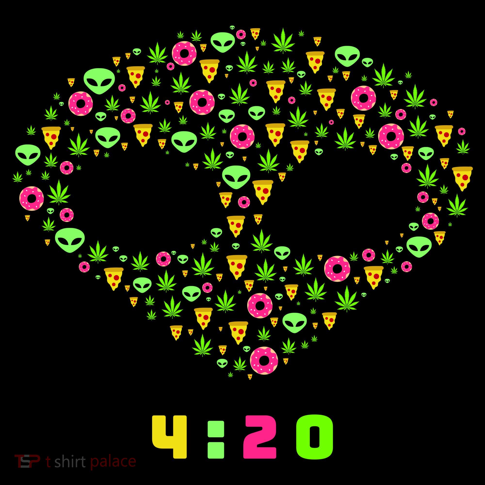 420 Alien Face Marijuana Weed With Pizza and Donuts Backpack