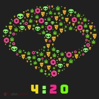 420 Alien Face Marijuana Weed With Pizza and Donuts Beanie thumb 2