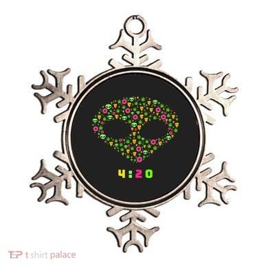 420 Alien Face Marijuana Weed With Pizza and Donuts Ornament