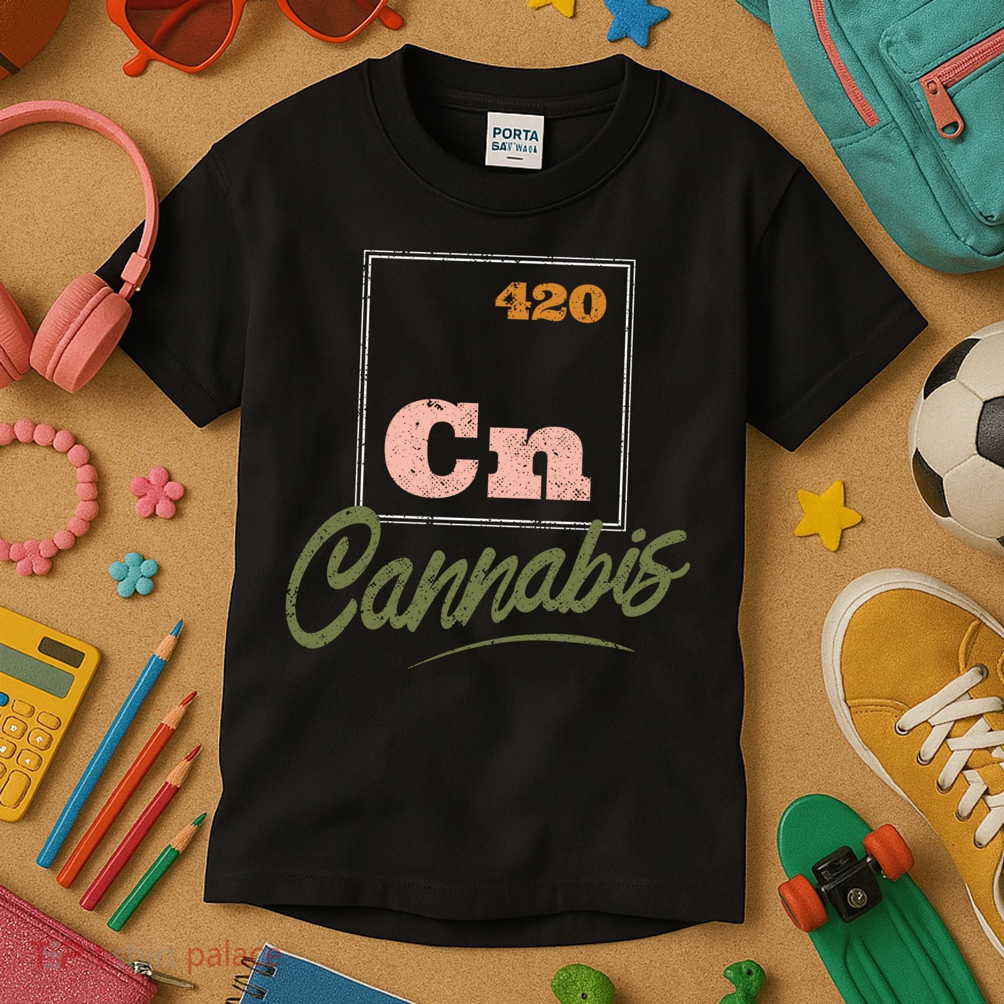 420 Cannabis Periodic Element Kids T-Shirt