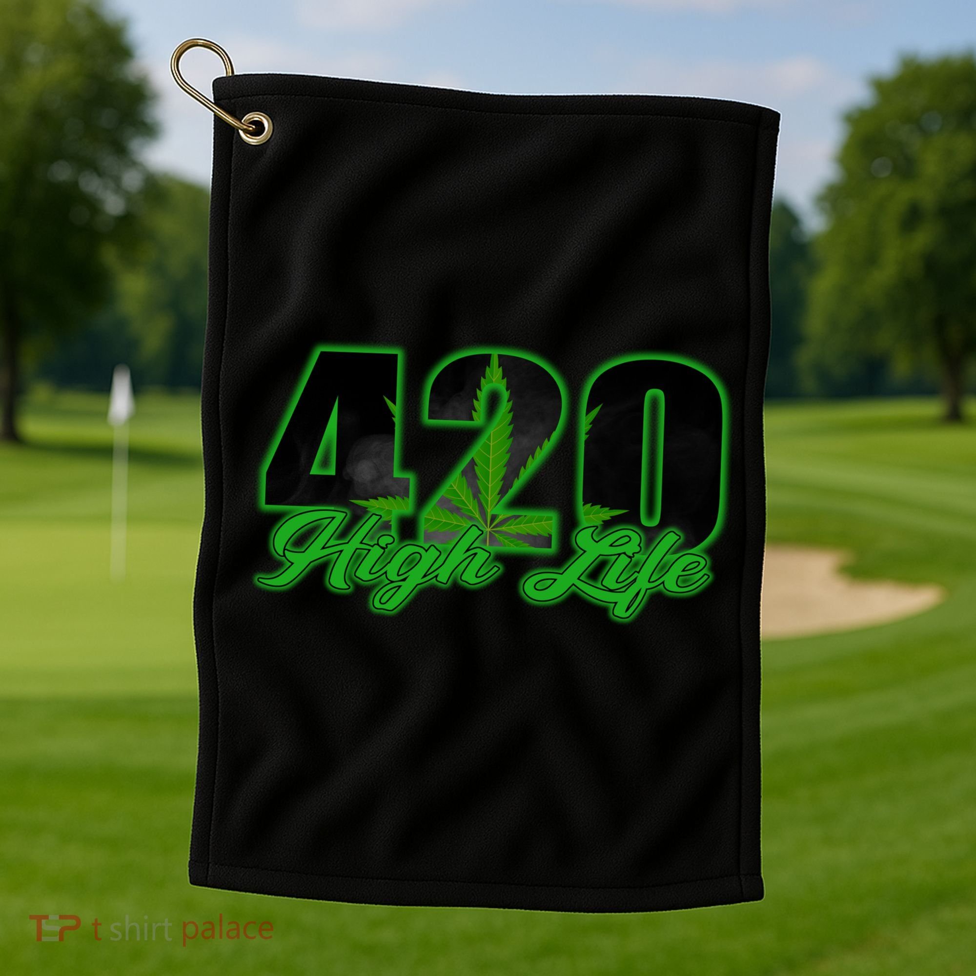 420 High Life Medical Marijuana Weed Golf Towel