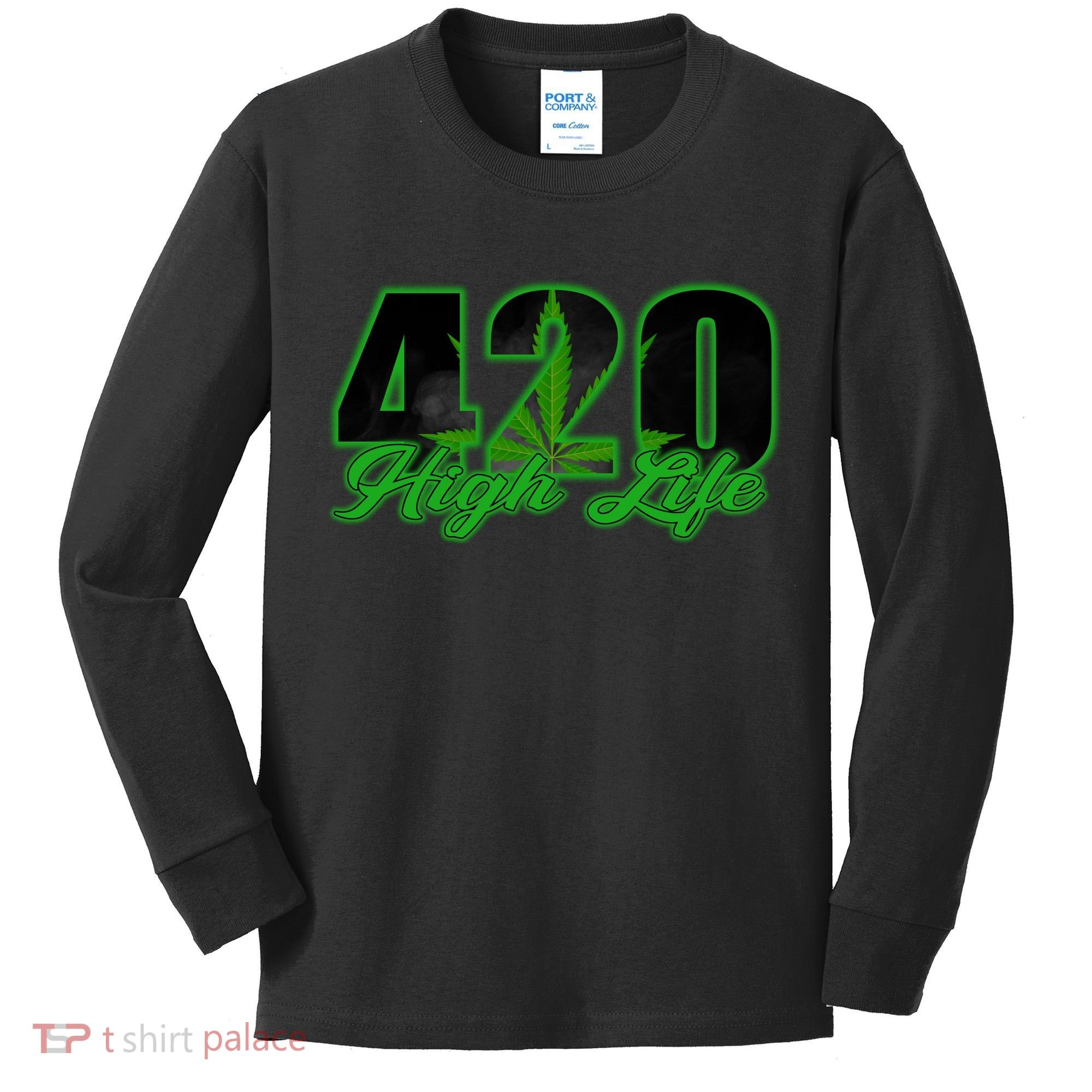 420 High Life Medical Marijuana Weed Kids Long Sleeve Shirt