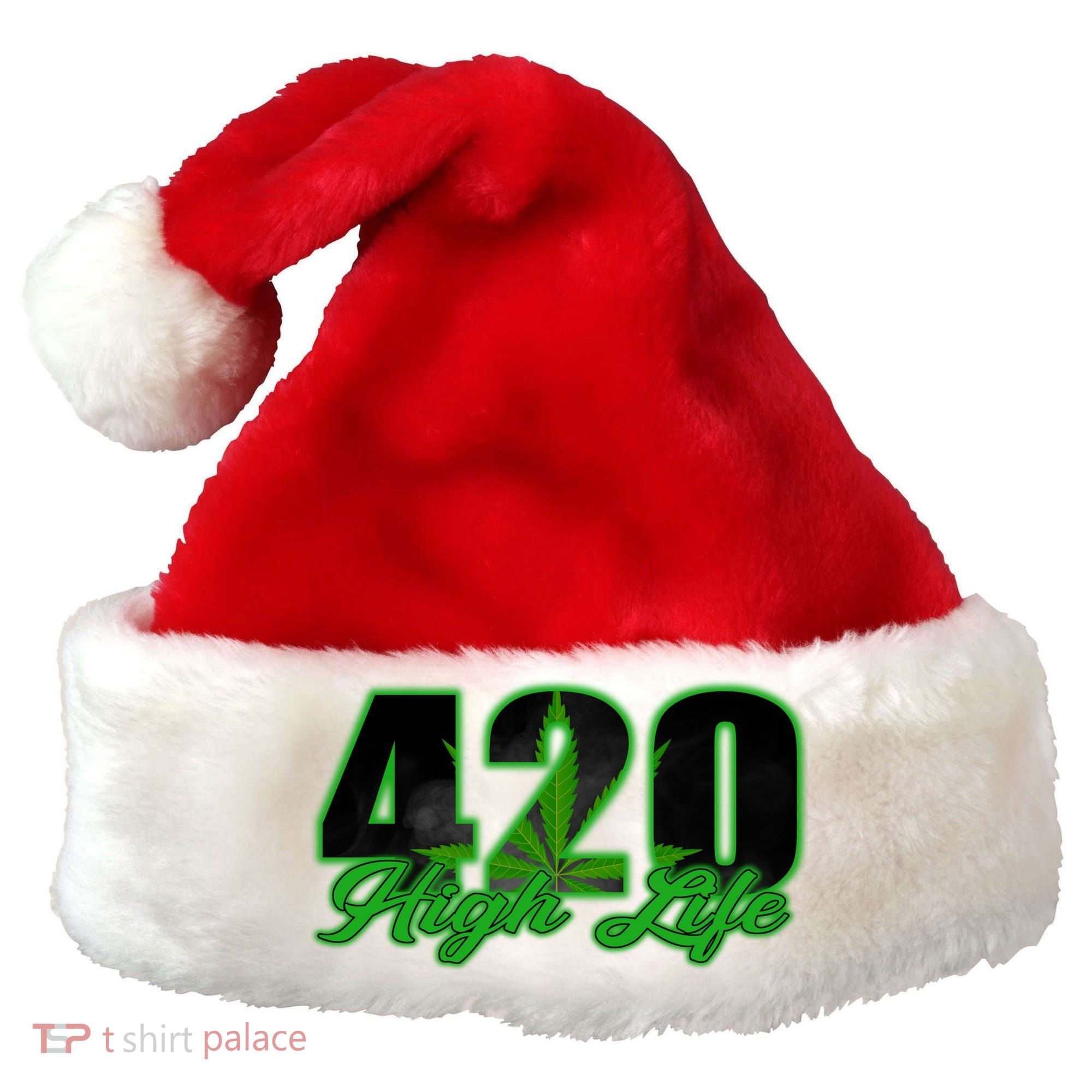 420 High Life Medical Marijuana Weed Santa Hat