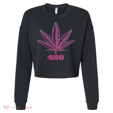 420 Leaf Cropped Pullover Crew