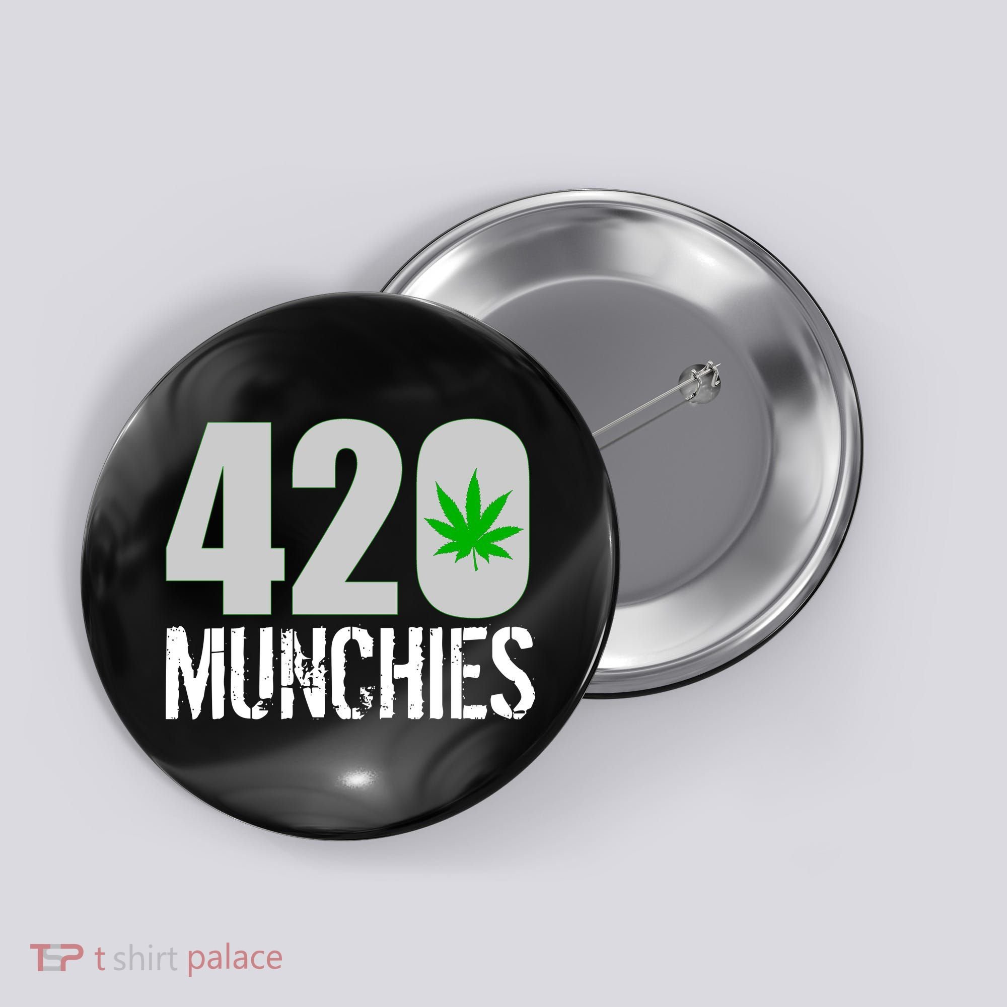 420 Munchies Weed Leaf Button