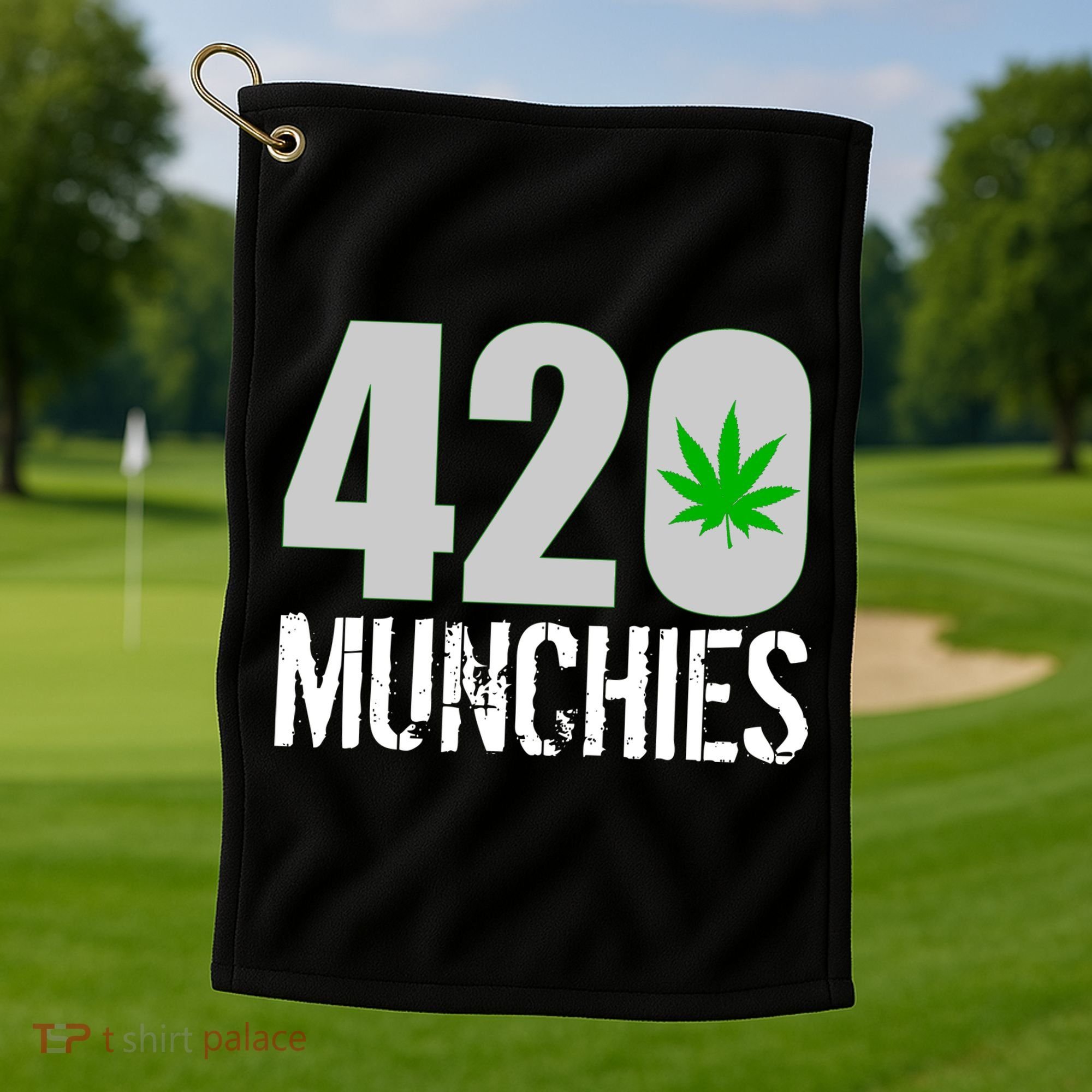 420 Munchies Weed Leaf Golf Towel