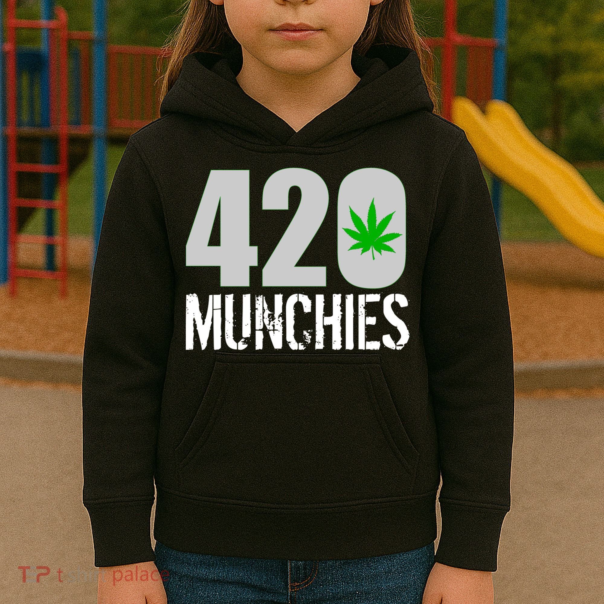 420 Munchies Weed Leaf Kids Hoodie