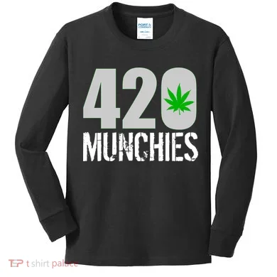 420 Munchies Weed Leaf Kids Long Sleeve Shirt