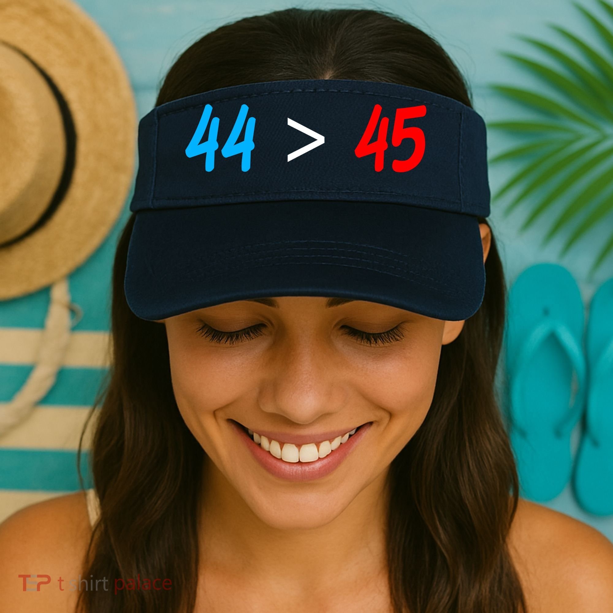 44 > 45 Red White Blue 44th President is Greater Than 45 Visor
