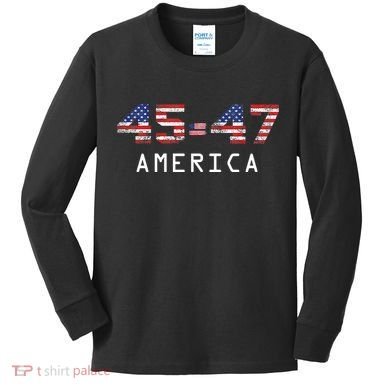 45 47 America Flag Kids Long Sleeve Shirt