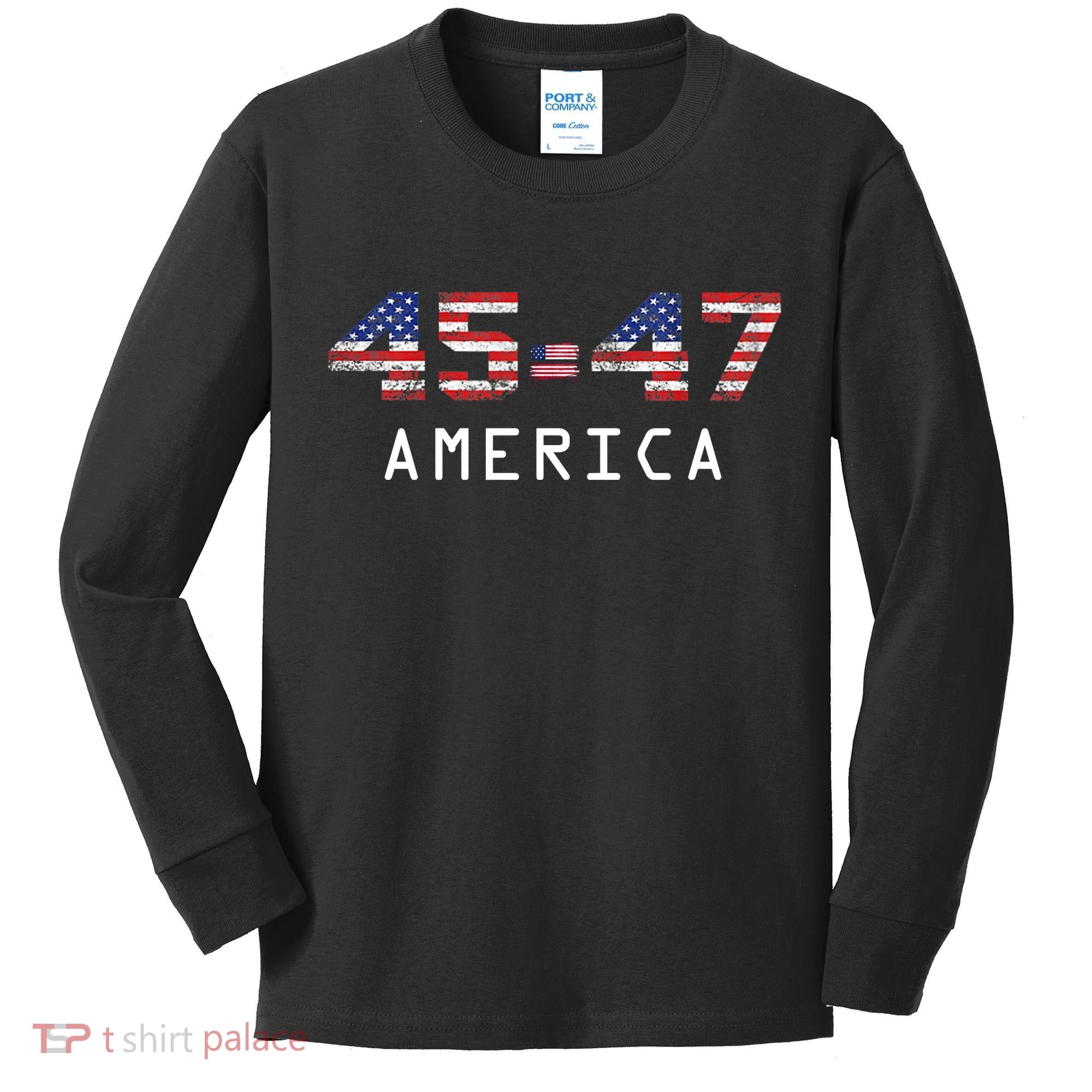 45 47 America Flag Kids Long Sleeve Shirt