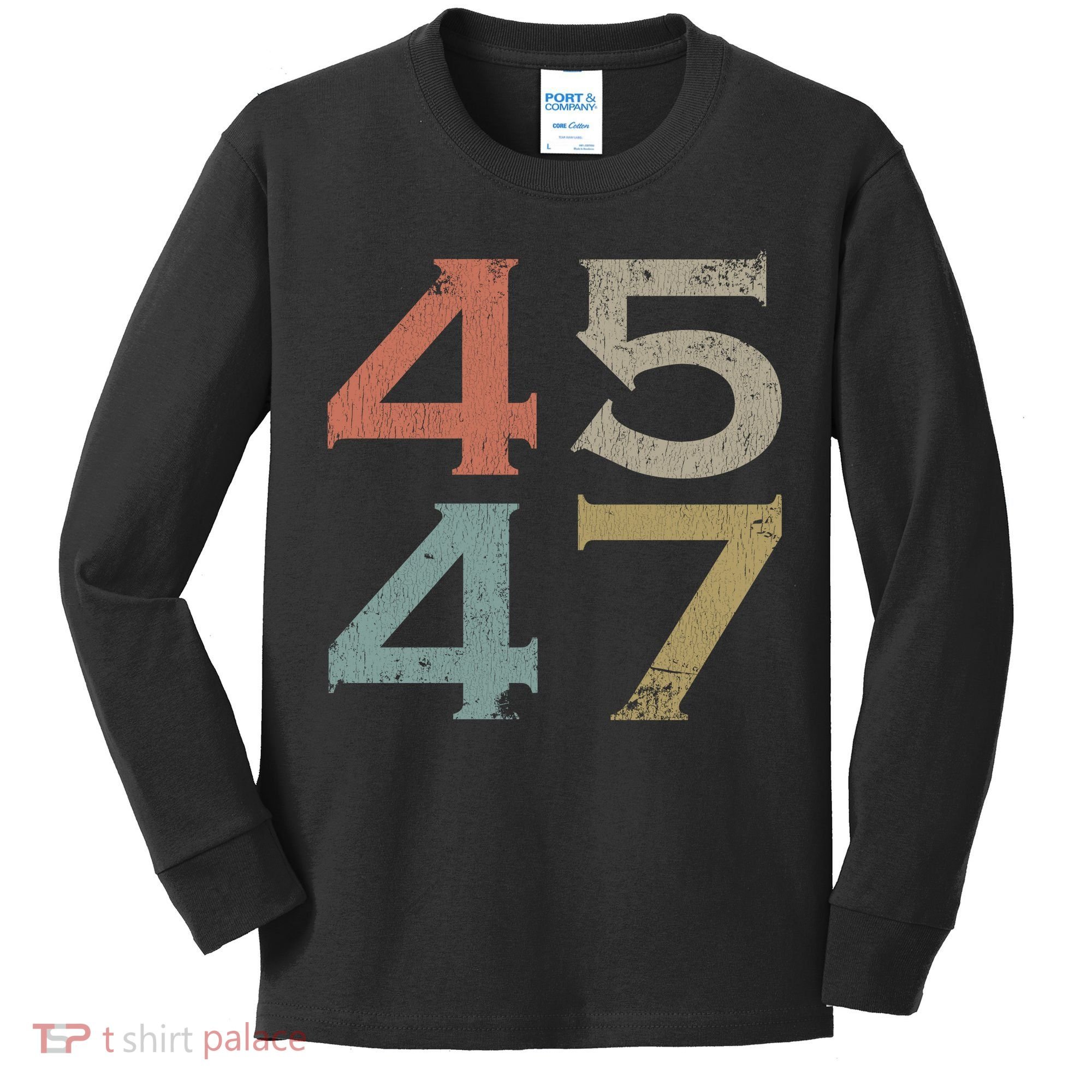 Donald Trump 45 47 Retro 45th 47th President Trump Kids Long Sleeve Shirt