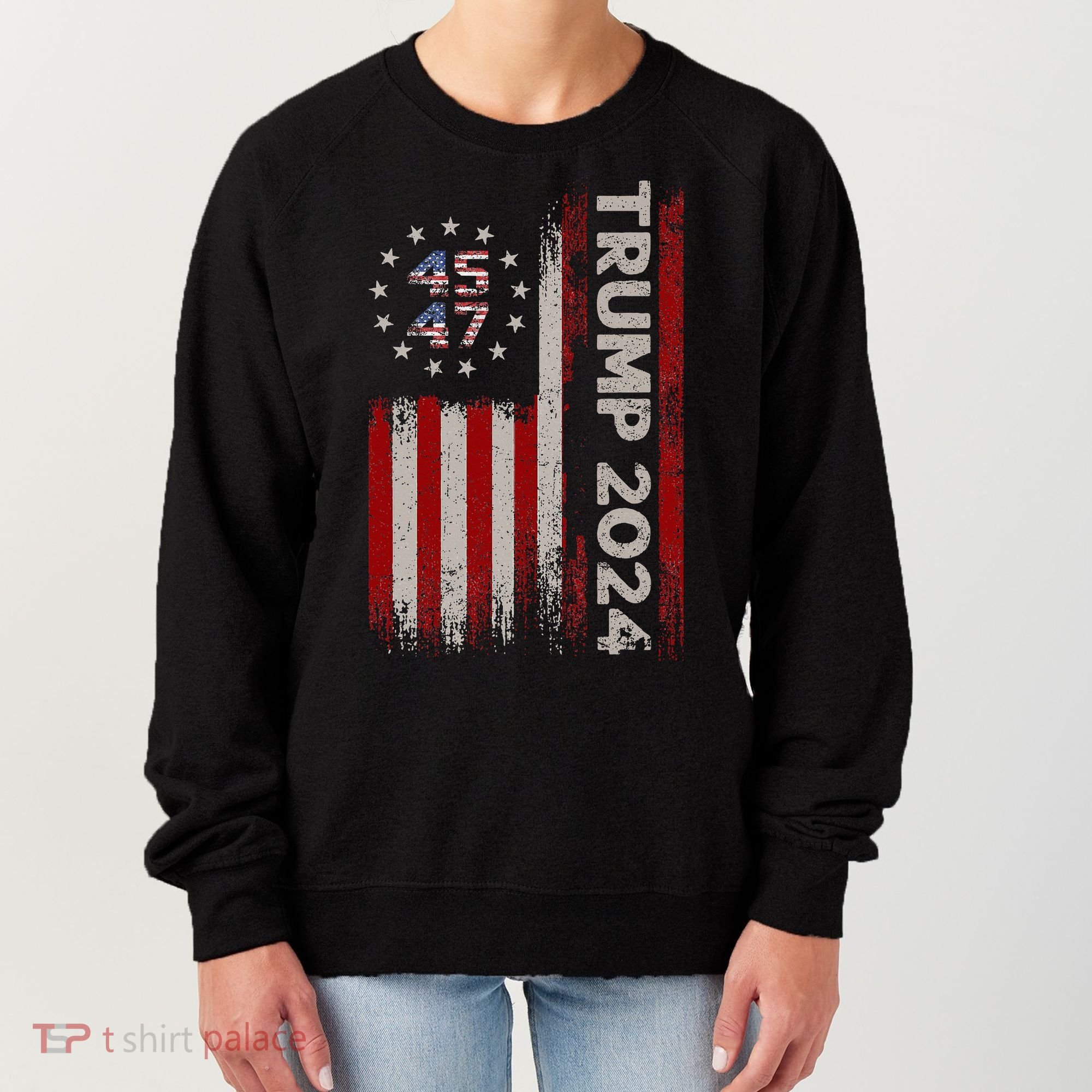 45 47 Trump 2024 American Flag Women's Sweatshirt