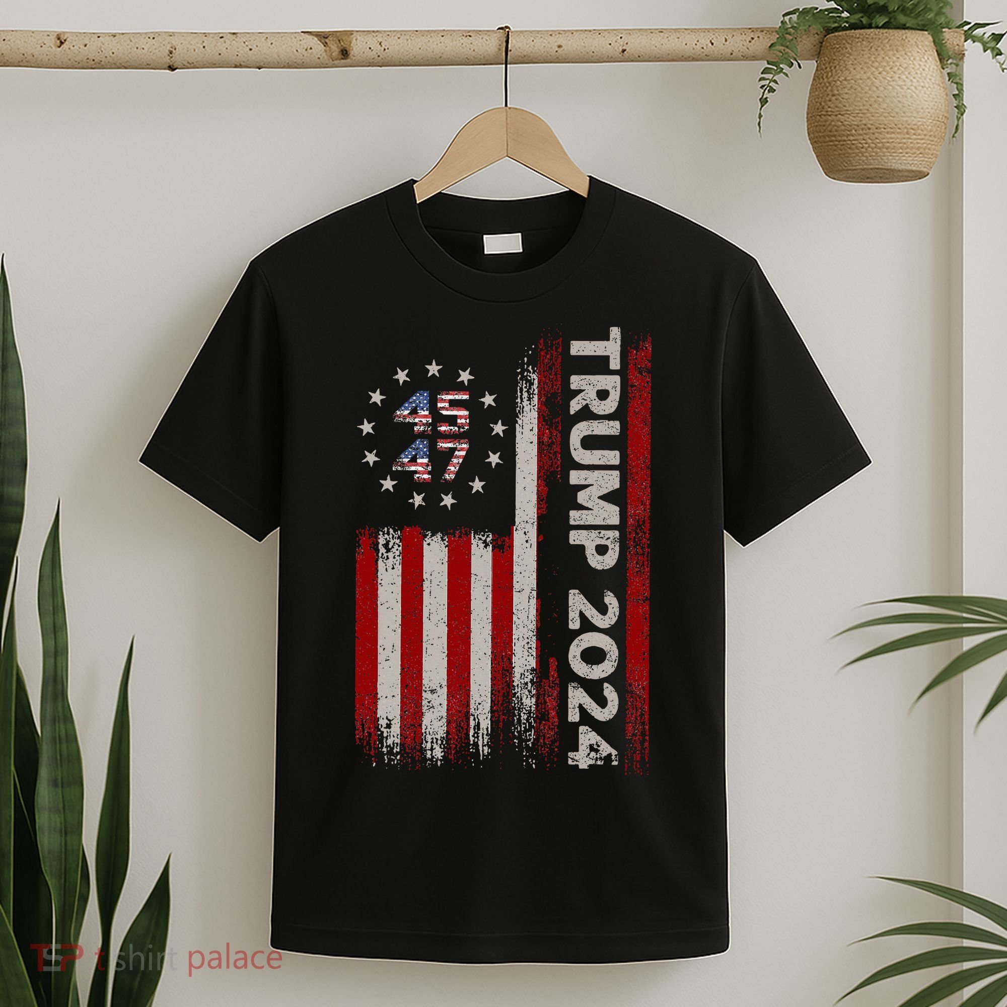 45 47 Trump 2024 American Flag T-Shirt