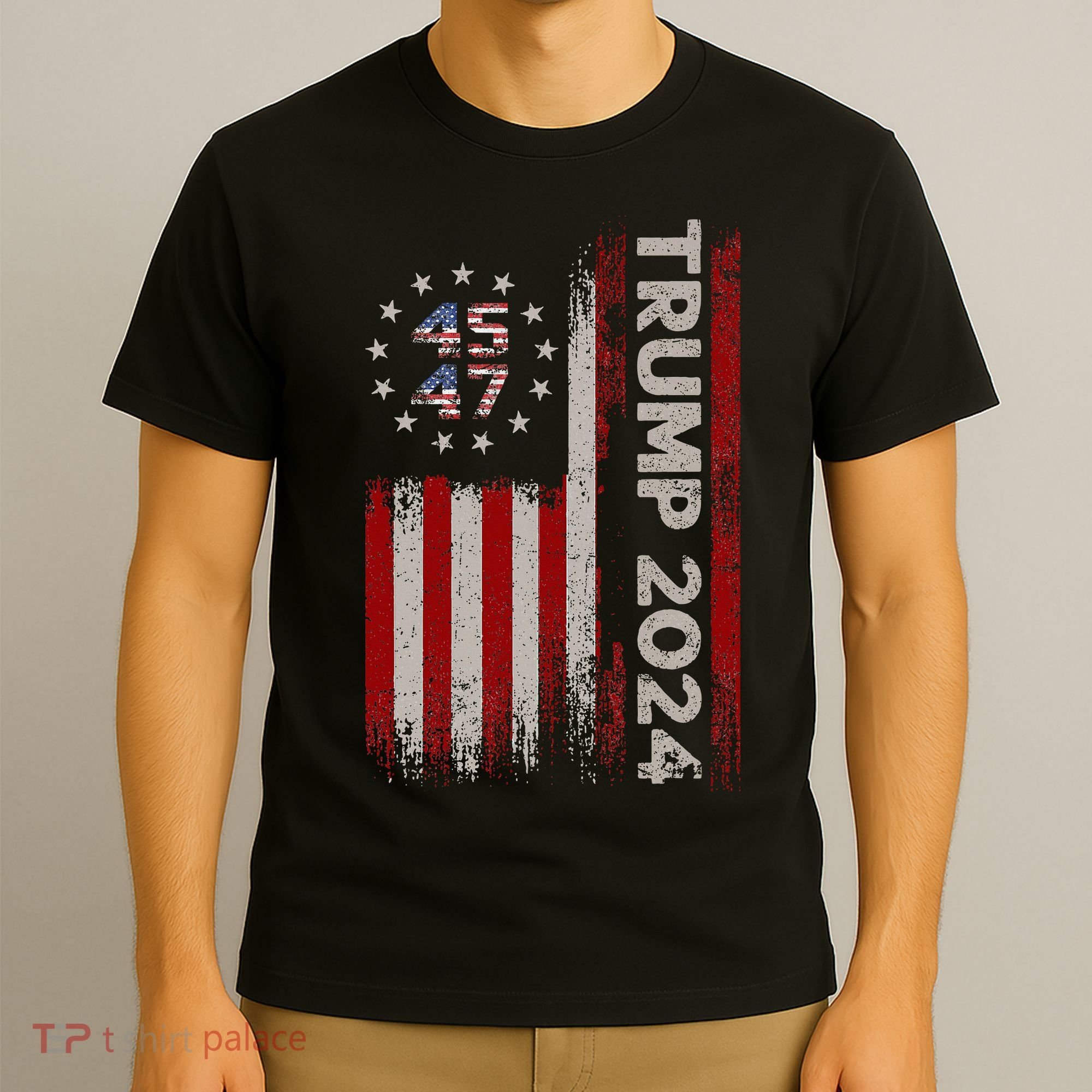 45 47 Trump 2024 American Flag T-Shirt