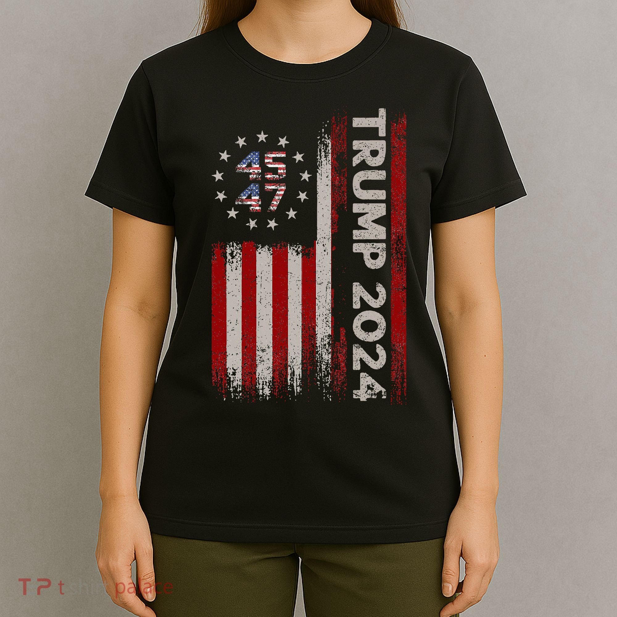 45 47 Trump 2024 American Flag T-Shirt