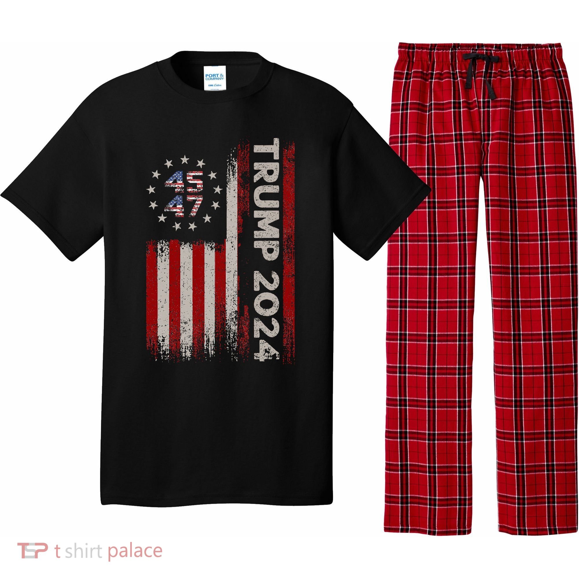 45 47 Trump 2024 American Flag Pajama Set