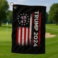 45 47 Trump 2024 American Flag Golf Towel thumb 1
