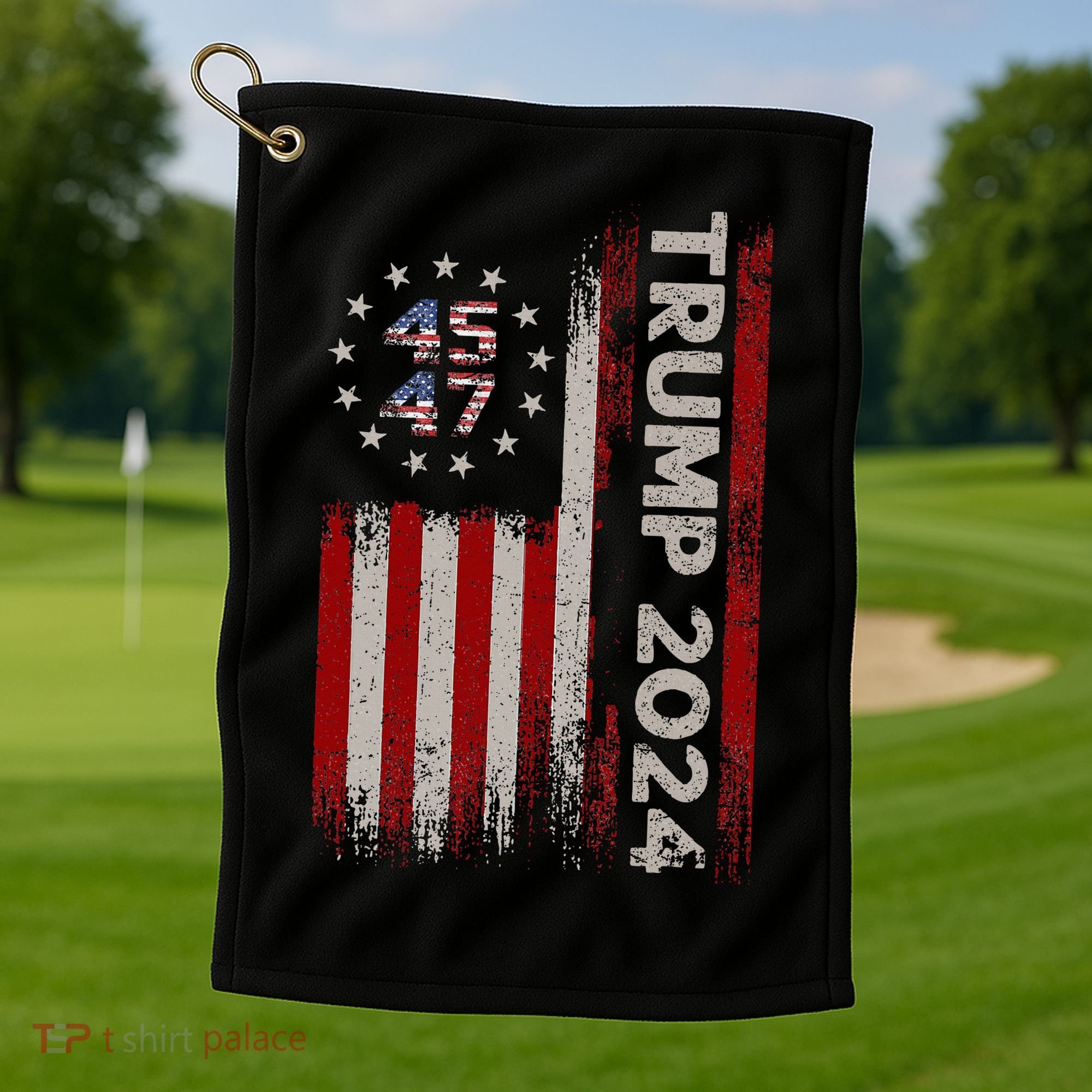 45 47 Trump 2024 American Flag Golf Towel