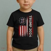 45 47 Trump 2024 American Flag Toddler T-Shirt thumb 2