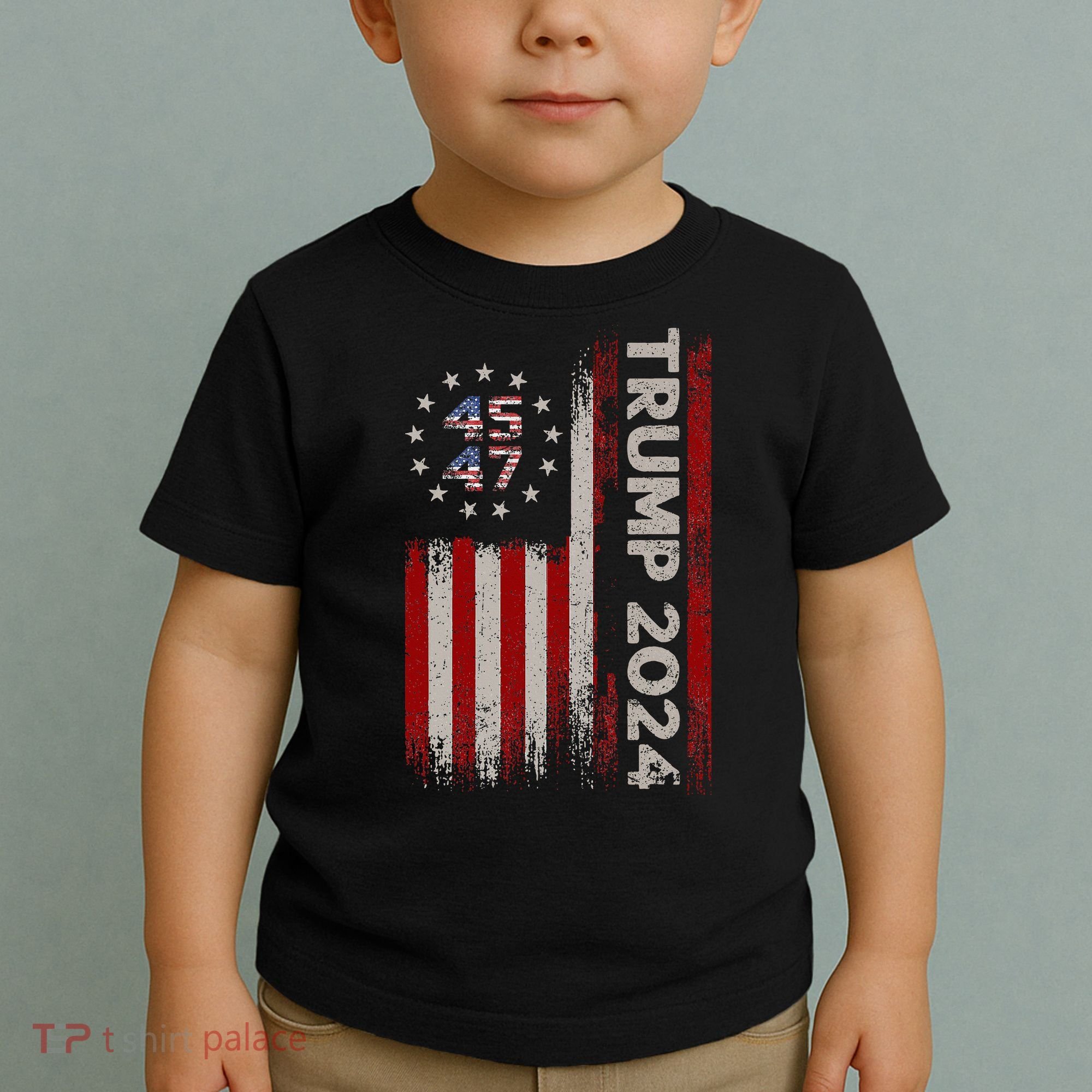 45 47 Trump 2024 American Flag Toddler T-Shirt