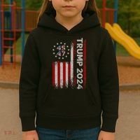 45 47 Trump 2024 American Flag Kids Hoodie thumb 3
