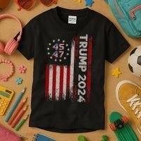 45 47 Trump 2024 American Flag Kids T-Shirt thumb 3