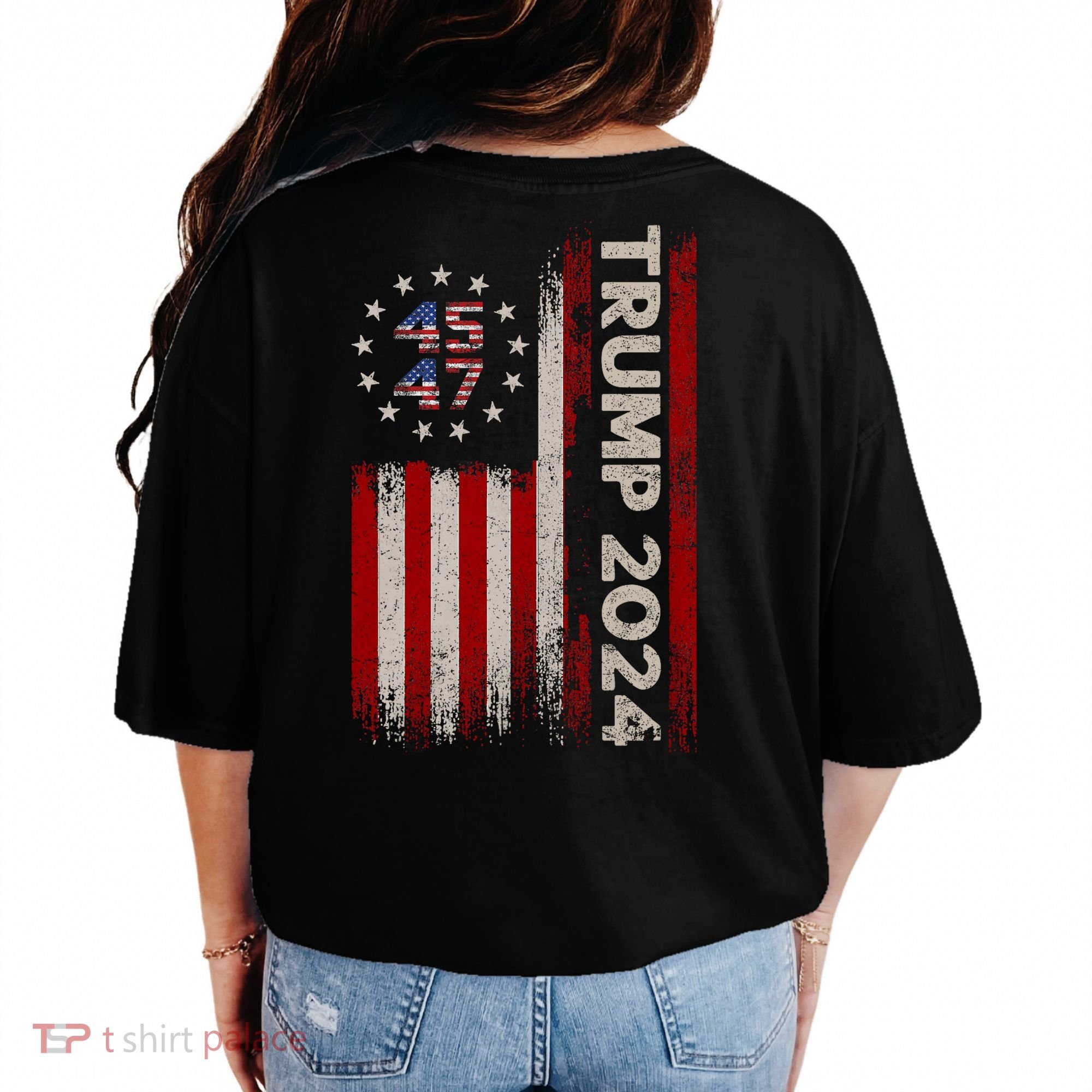 45 47 Trump 2024 American Flag Front And Back Comfort Colors T-Shirt
