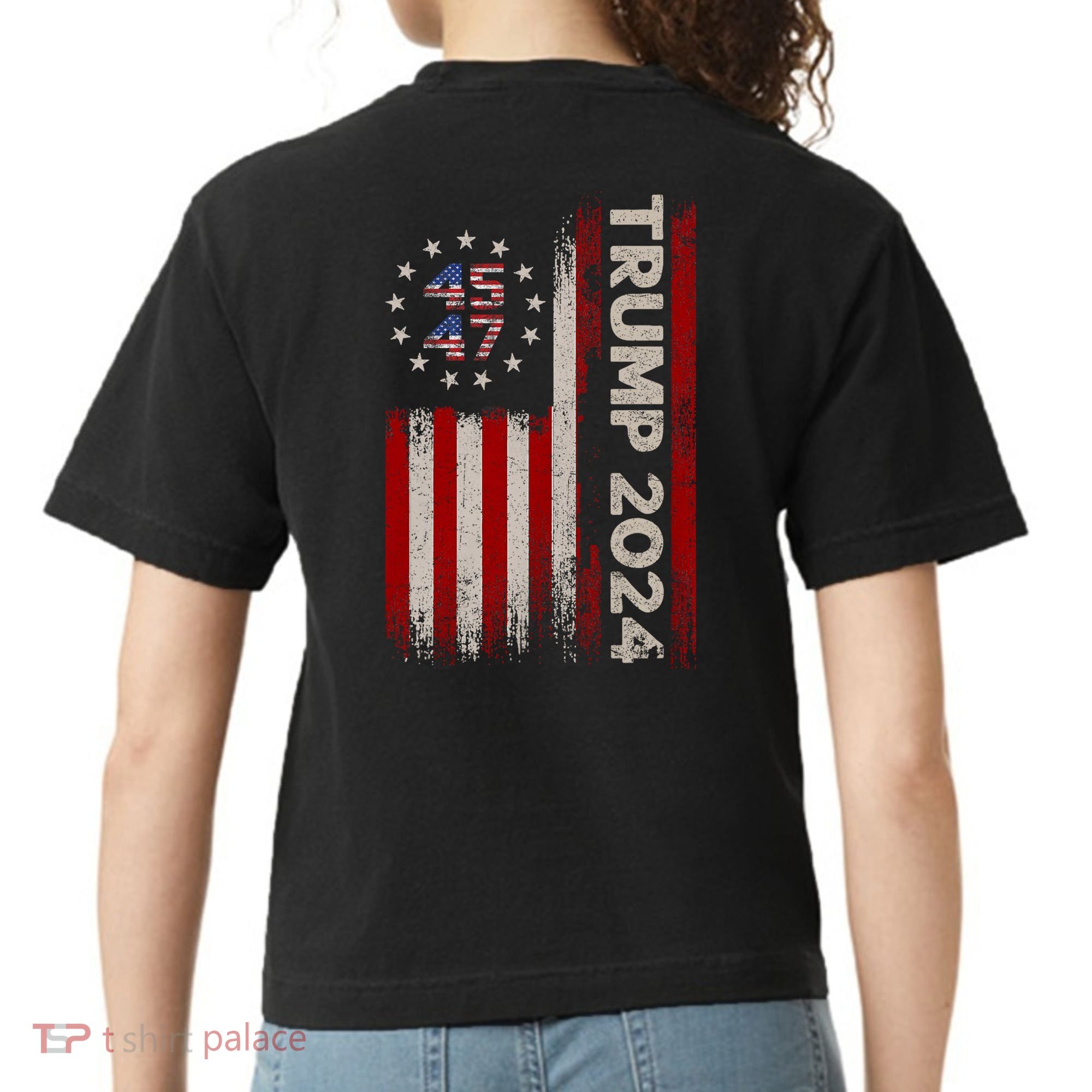 45 47 Trump 2024 American Flag Front And Back Comfort Colors Boxy T-Shirt