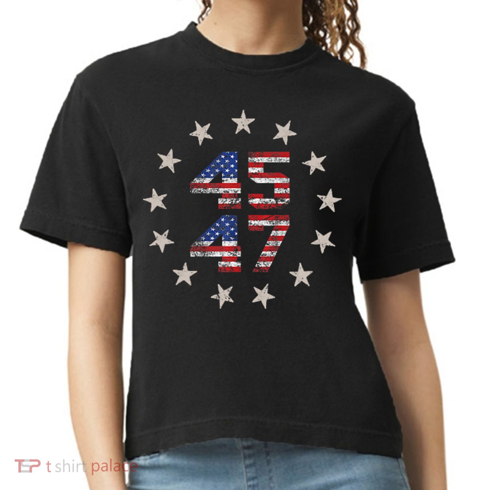 45 47 Trump 2024 American Flag Front And Back Comfort Colors Boxy T-Shirt