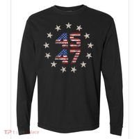 45 47 Trump 2024 American Flag Front And Back Comfort Colors Heavyweight Long Sleeve T-Shirt thumb 0
