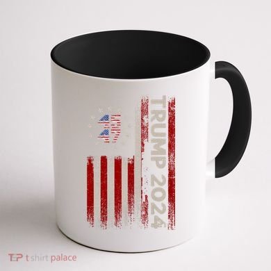 45 47 Trump 2024 American Flag Front And Back Coffee Mug back