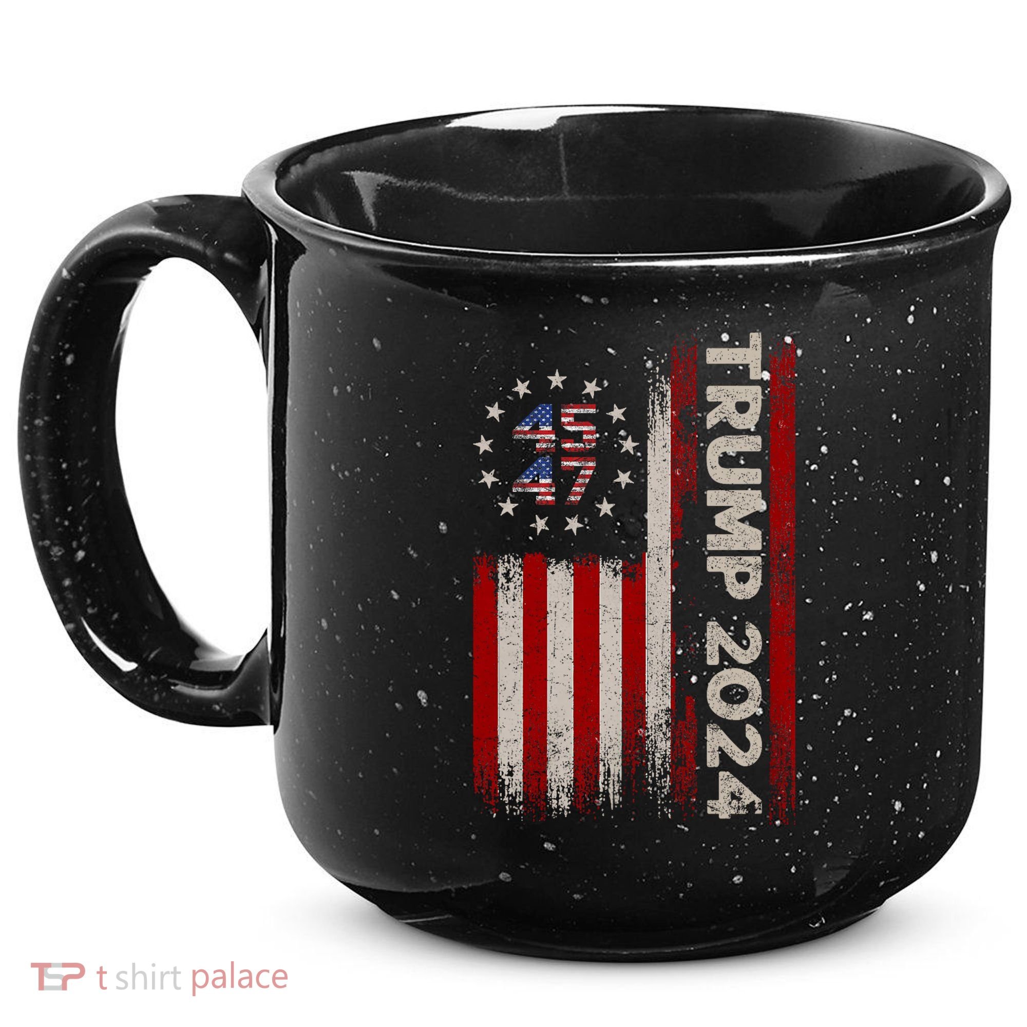 45 47 Trump 2024 American Flag Front And Back 15oz Campfire Ceramic Mug