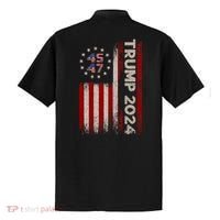 45 47 Trump 2024 American Flag Front And Back Dry Zone Grid Polo thumb 1