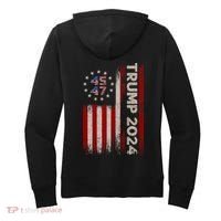 45 47 Trump 2024 American Flag Front And Back Women's Hoodie thumb 1