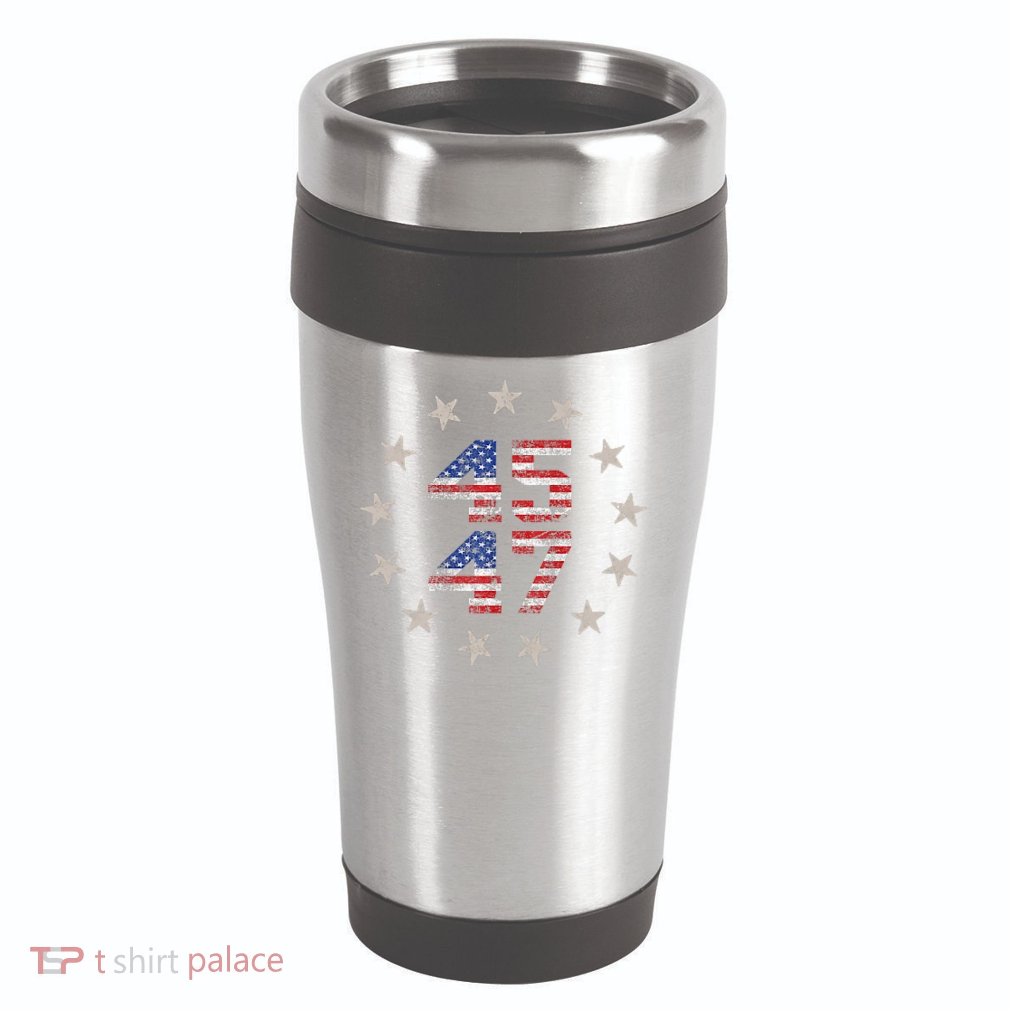 45 47 Trump 2024 American Flag Front And Back 16oz Travel Tumbler